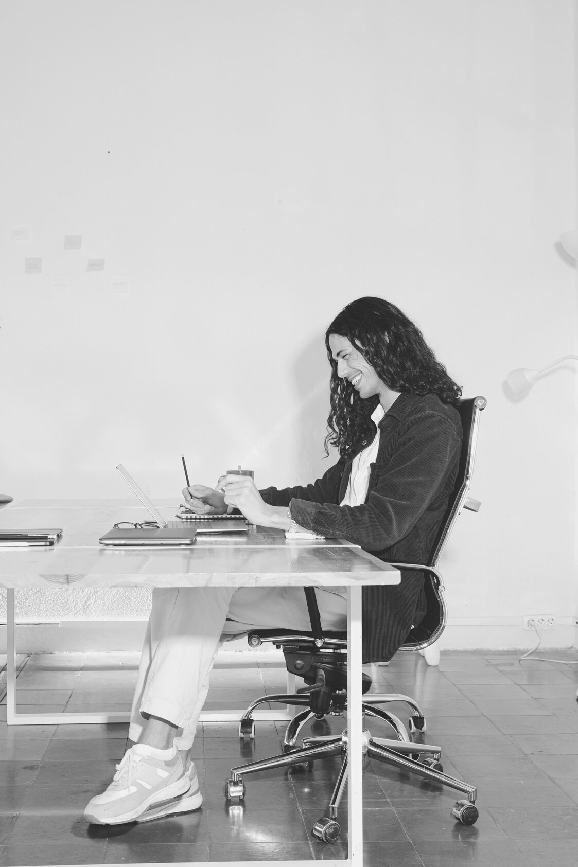 High Flash People Portraits Man Sitting at an Office Desk